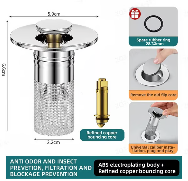 BubblyNest™ Pop Up Sink Drain Strainer