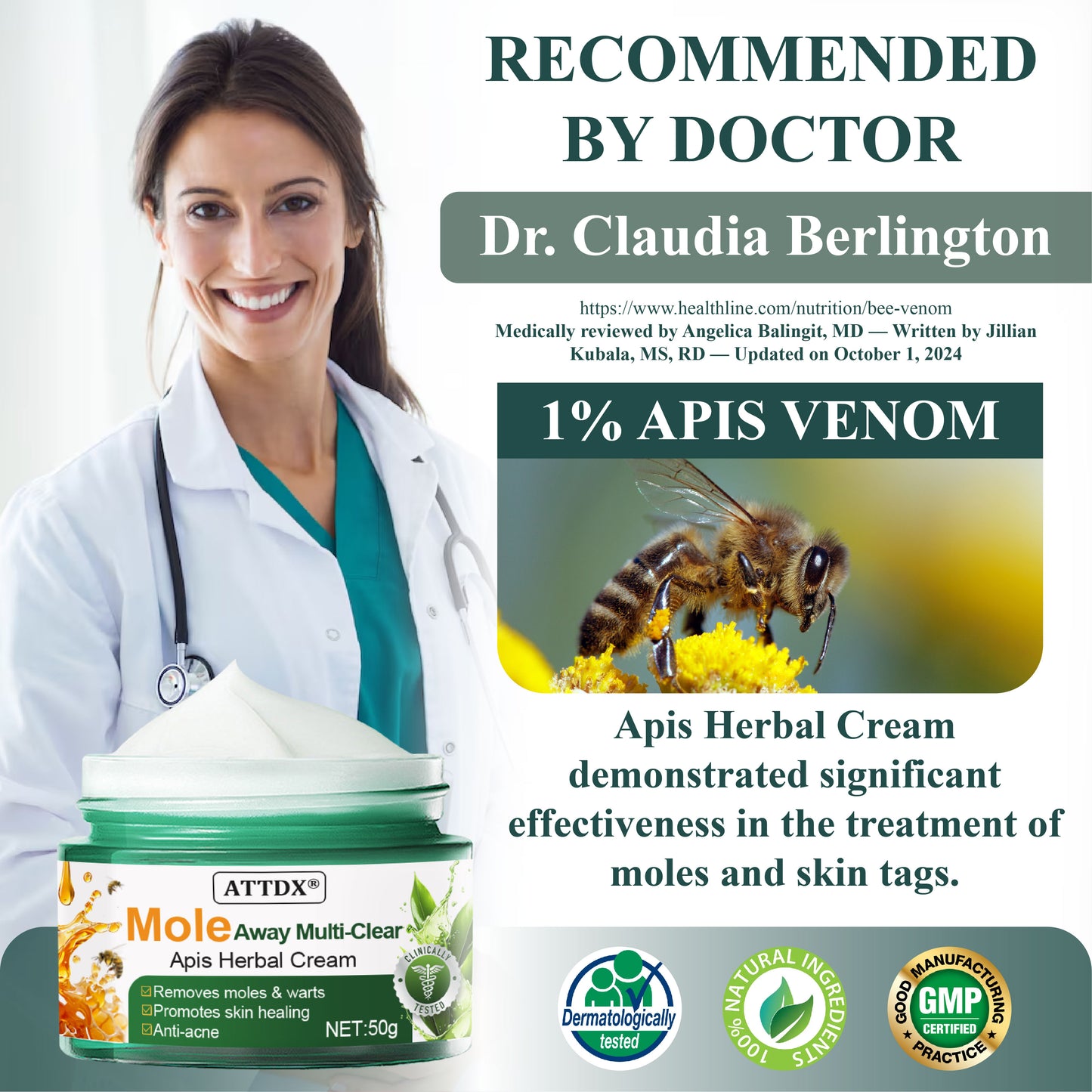 ATTDX® Mole Away Multi-Clear Apis Herbal Cream