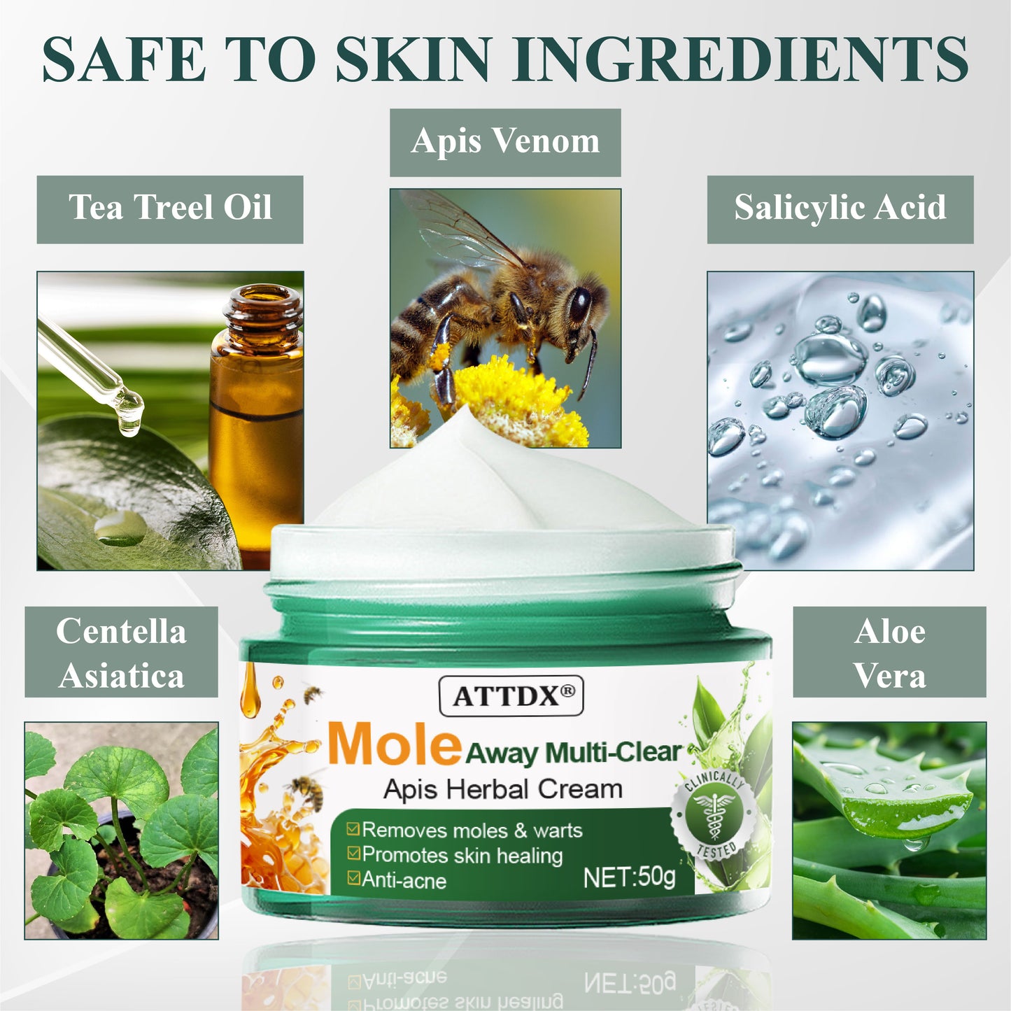 ATTDX® Mole Away Multi-Clear Apis Herbal Cream