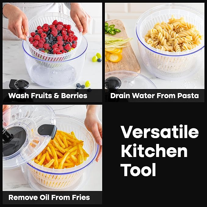 ComfortCornerUs™ 3-in-1 Quick-Dry Salad Spinner