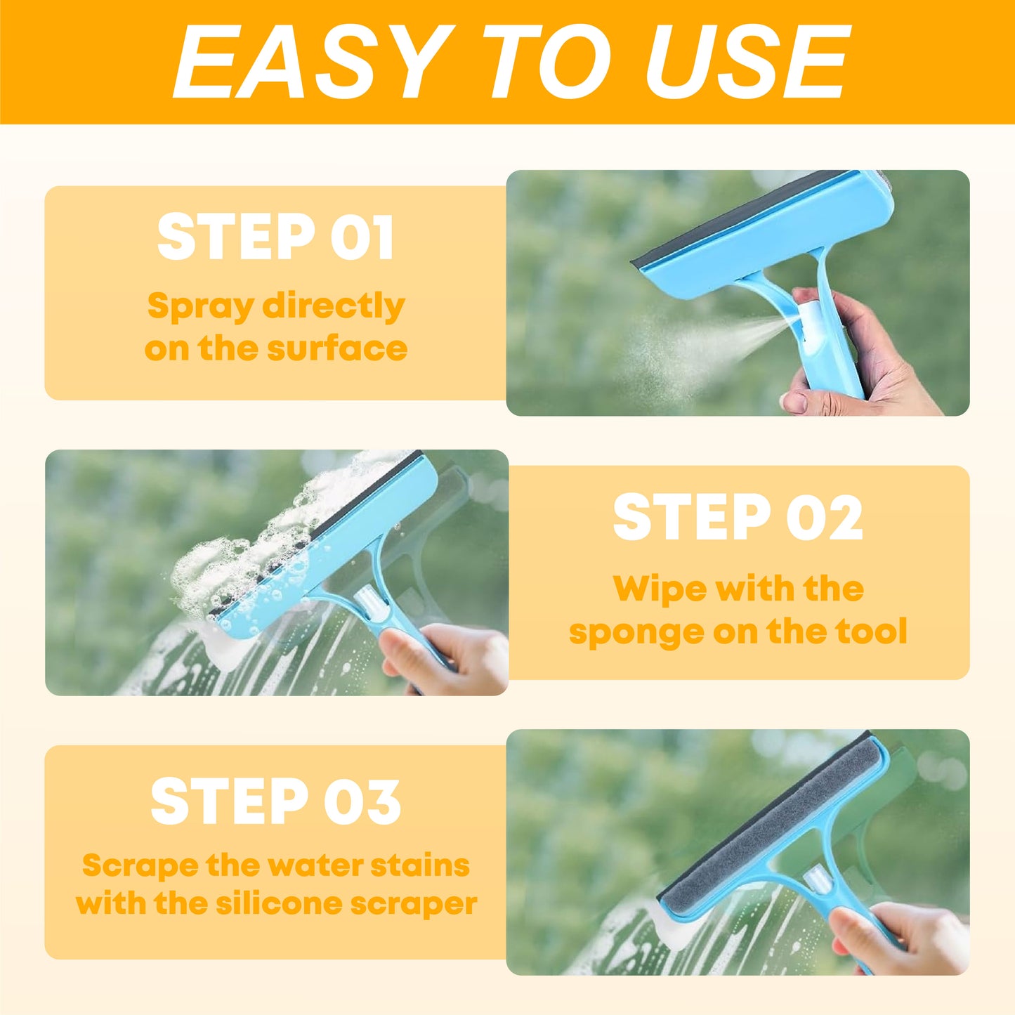 š„TikTok Hot Sellers- ComfortCornerUs⢠3 in 1 Glass Cleaning Spray Squeegee Scraper