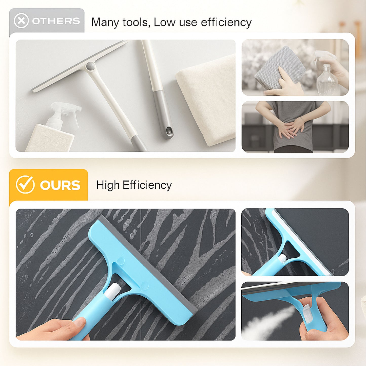 š„TikTok Hot Sellers- ComfortCornerUs⢠3 in 1 Glass Cleaning Spray Squeegee Scraper
