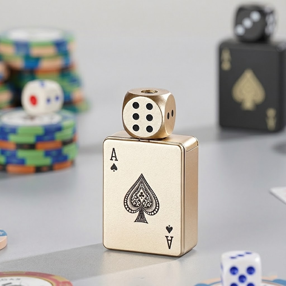 ComfortCornerUs™ CardDice Spinner Green Flame Lighter