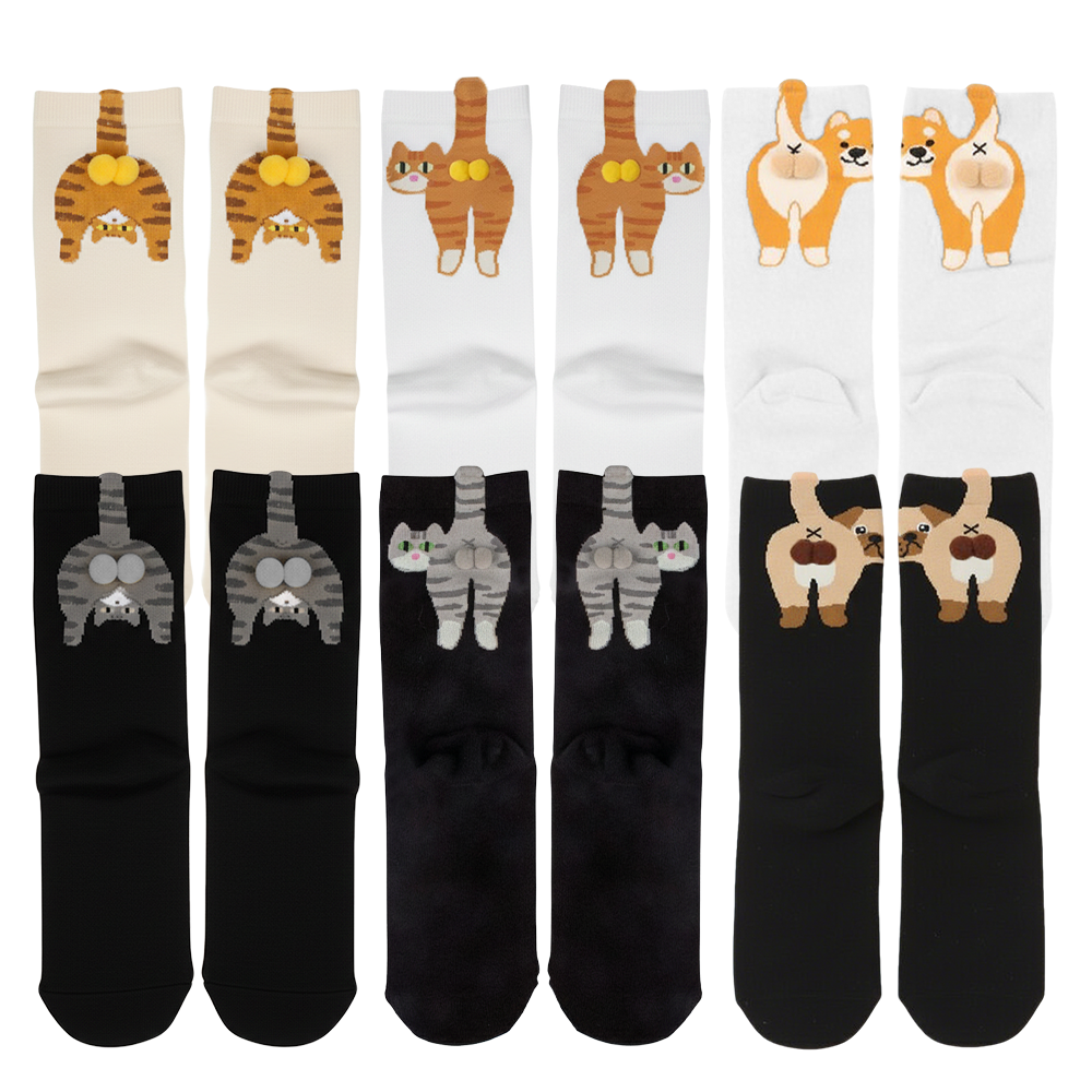 ComfortCornerUs™ CuteCritter 3D Pom-Pom Cartoon Socks