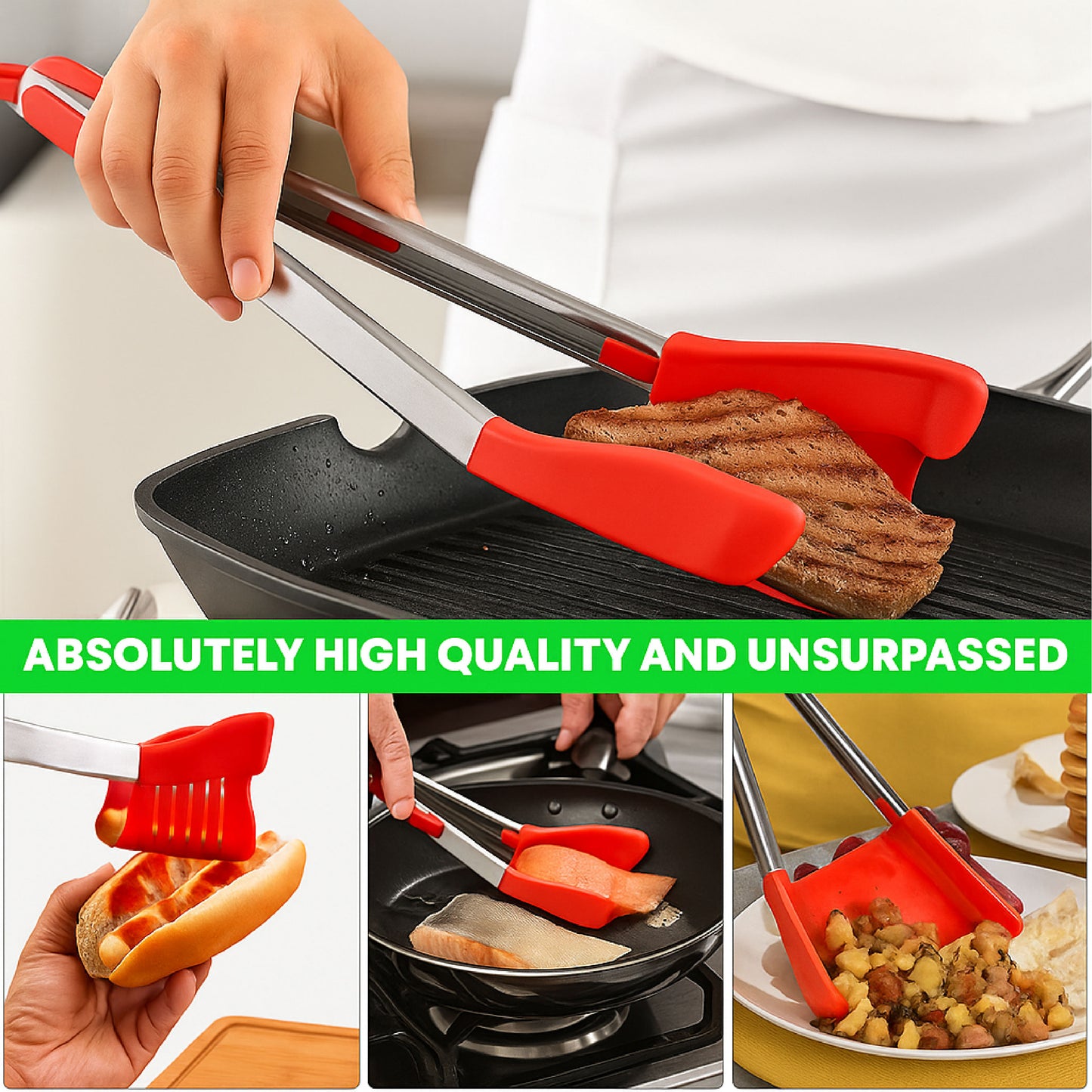 🔥TikTok Hot Sellers- ComfortCornerUs™ FlexiGrip Dual-Action Food Tongs
