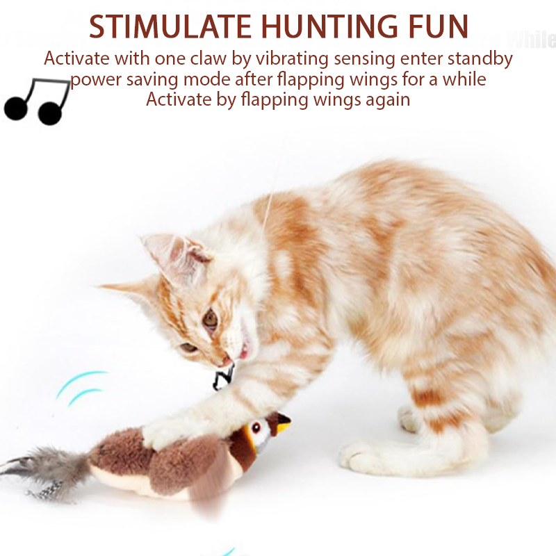 2025🐈 FurryGroom™ Interactive Flapping Bird Pet Toy