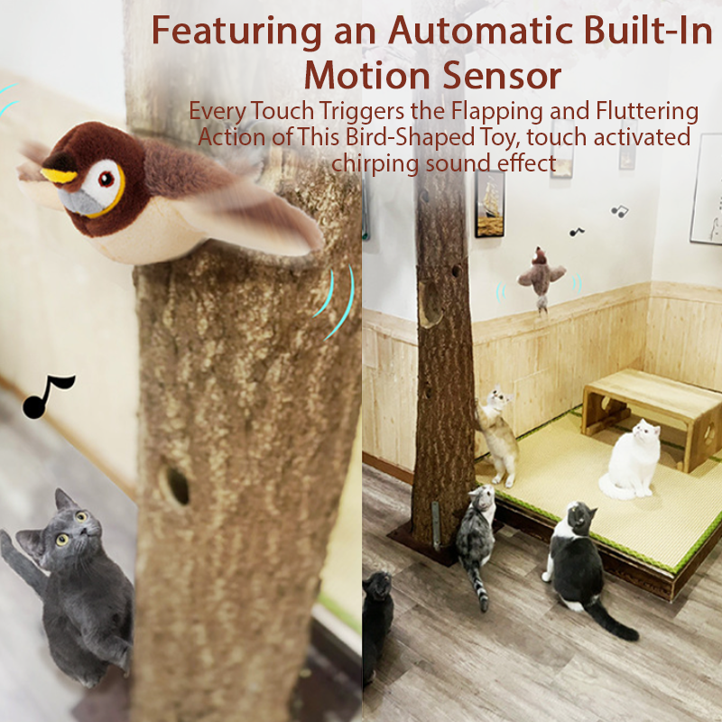 2025🐈 FurryGroom™ Interactive Flapping Bird Pet Toy