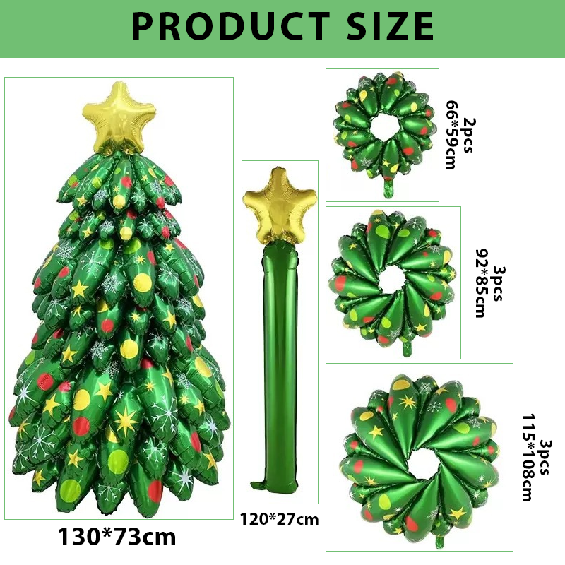 ComfortCornerUs™ 3D Inflatable Xmas Tree Foil Balloon Set