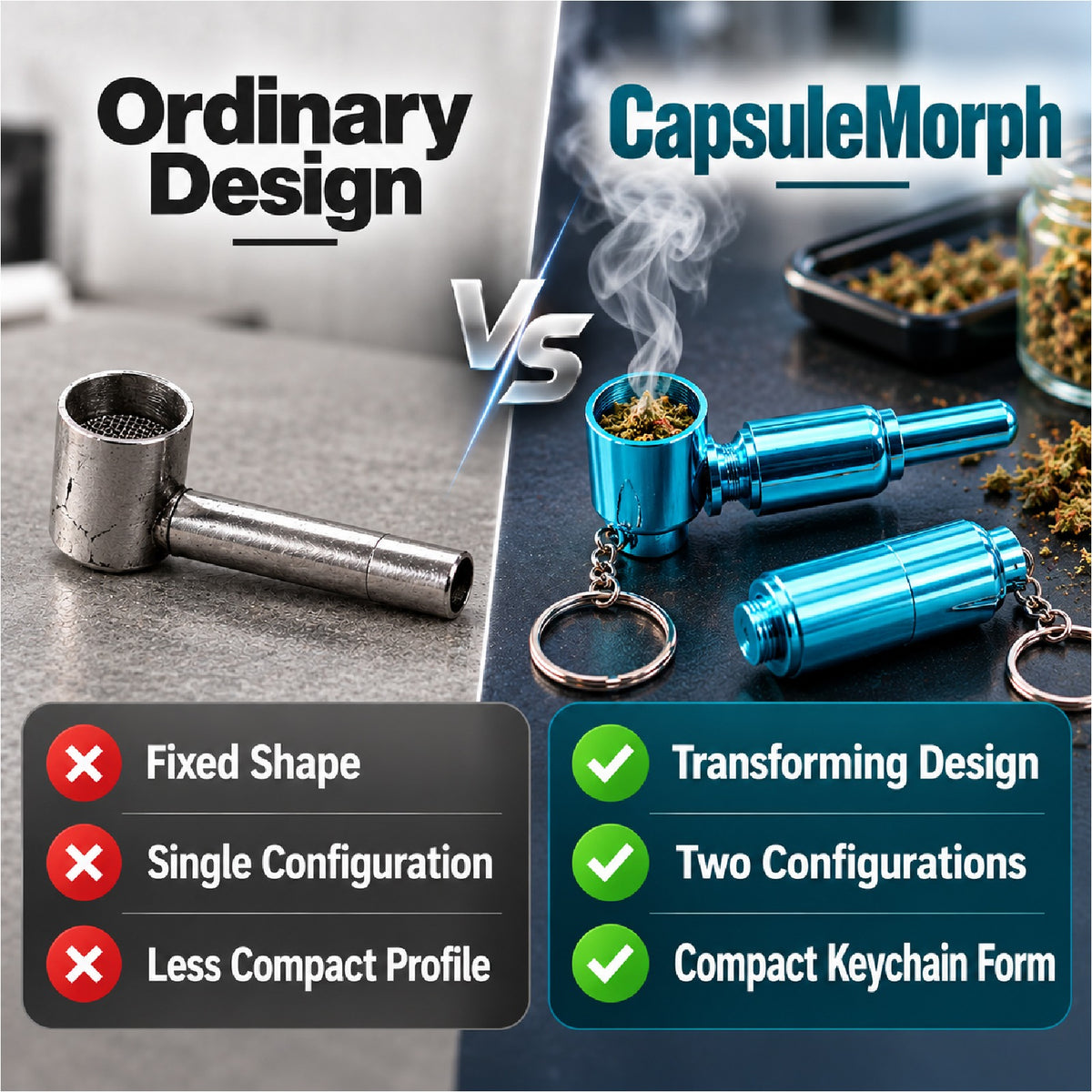 ComfortCornerUs™ CapsuleMorph Convertible Alloy Keychain Tool