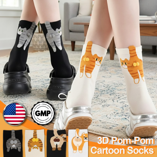 ComfortCornerUs™ CuteCritter 3D Pom-Pom Cartoon Socks