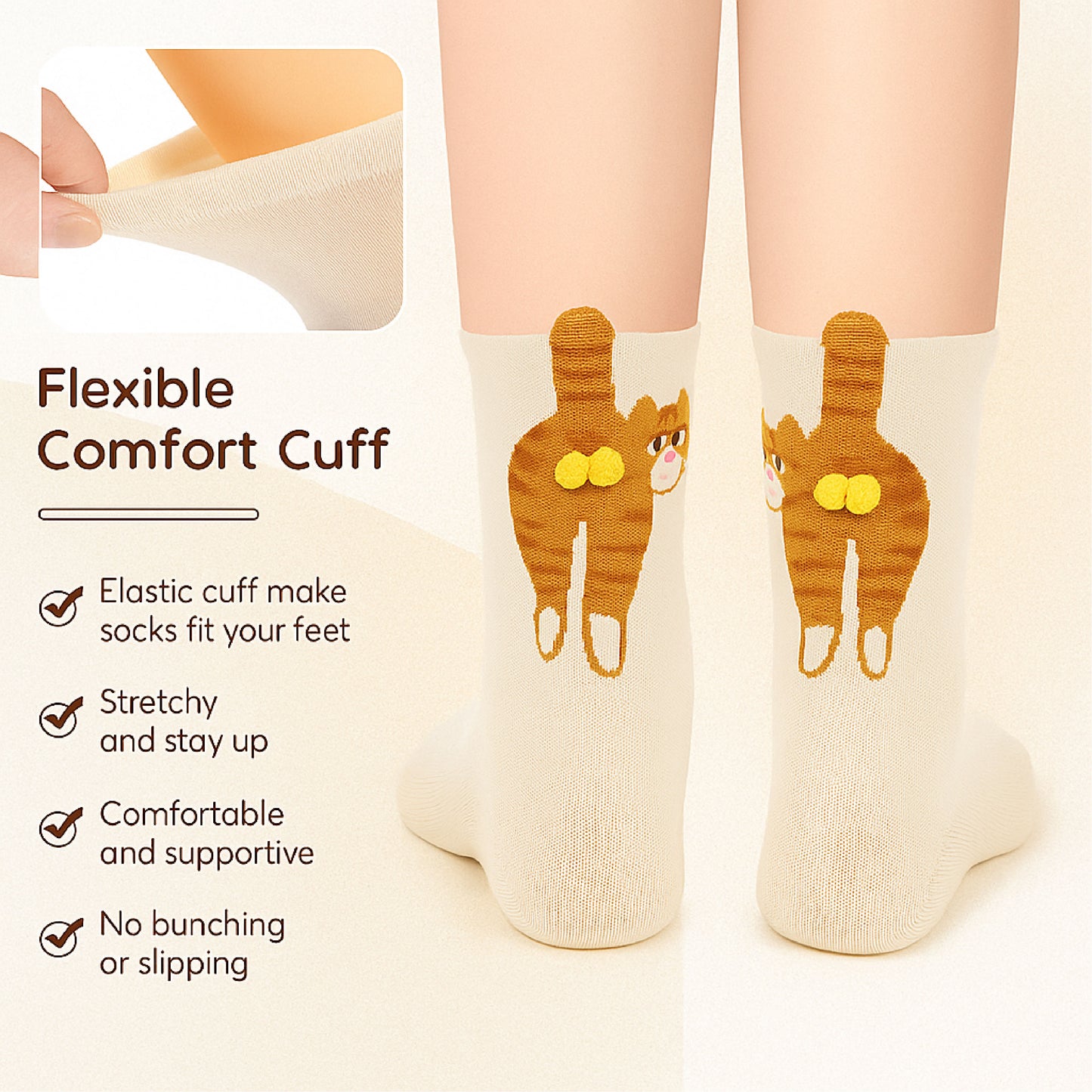 ComfortCornerUs™ CuteCritter 3D Pom-Pom Cartoon Socks