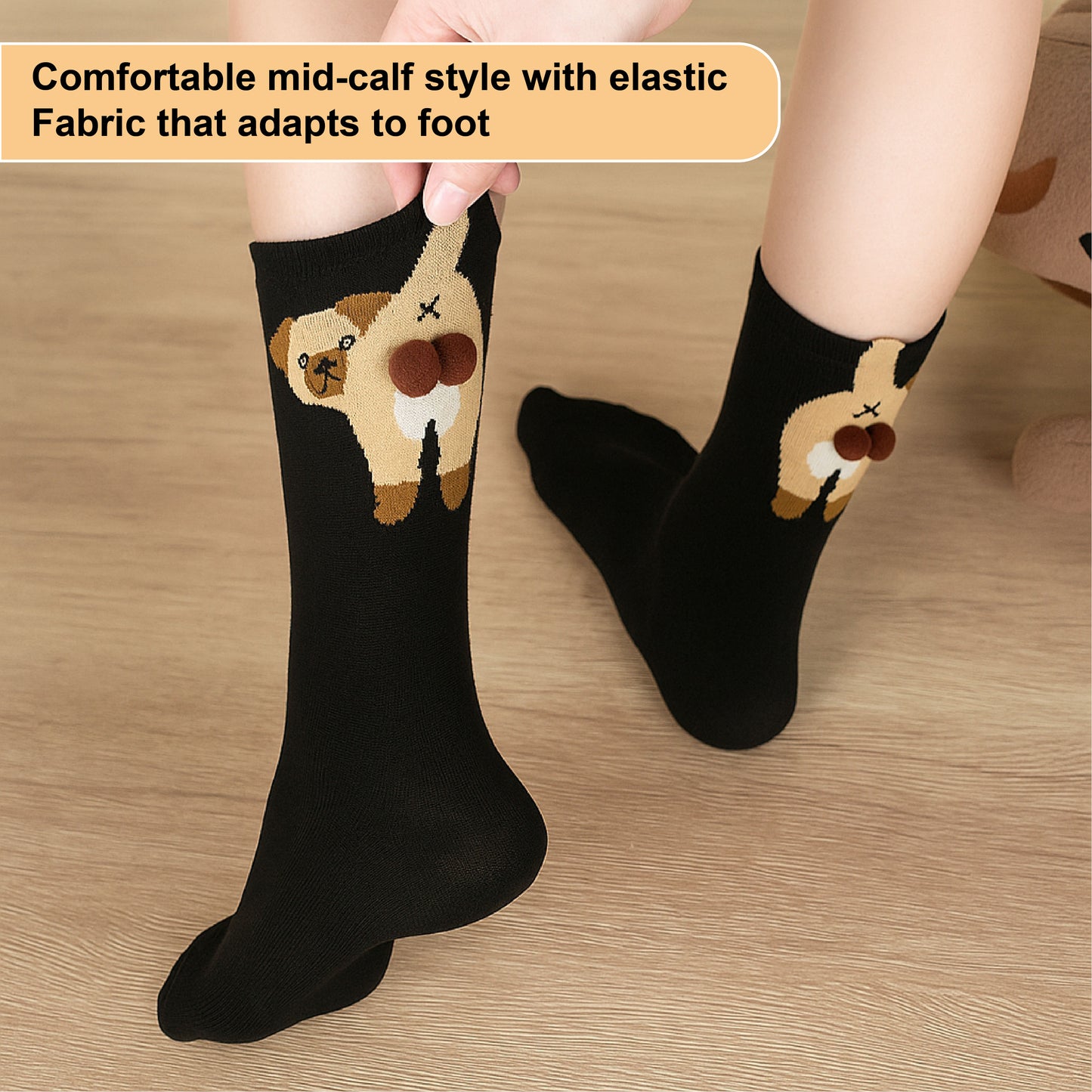 ComfortCornerUs™ CuteCritter 3D Pom-Pom Cartoon Socks