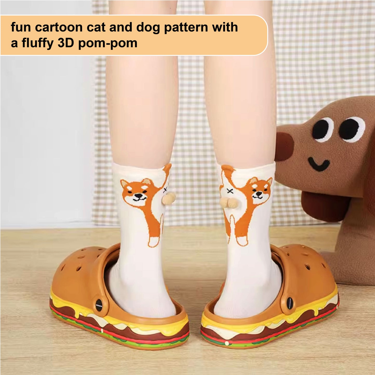 ComfortCornerUs™ CuteCritter 3D Pom-Pom Cartoon Socks