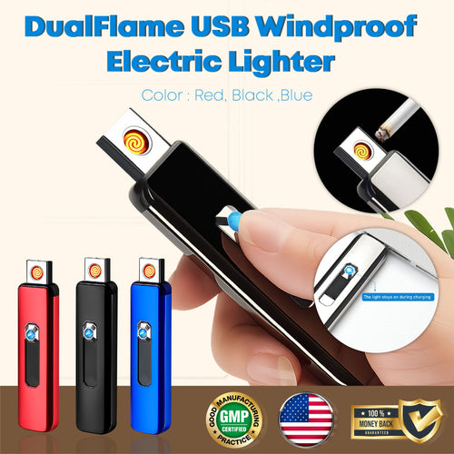 👍 ComfortCornerUs™ DualFlame USB Windproof Electric Lighter