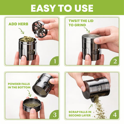 ComfortCornerUs™ EasyGrind 4-Layer Alloy Spice Grinder
