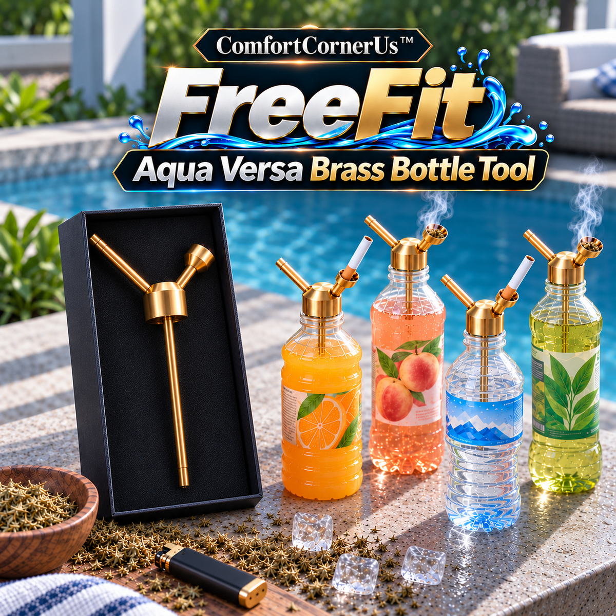 ComfortCornerUs™ FreeFit Aqua Versa Brass Bottle Tool