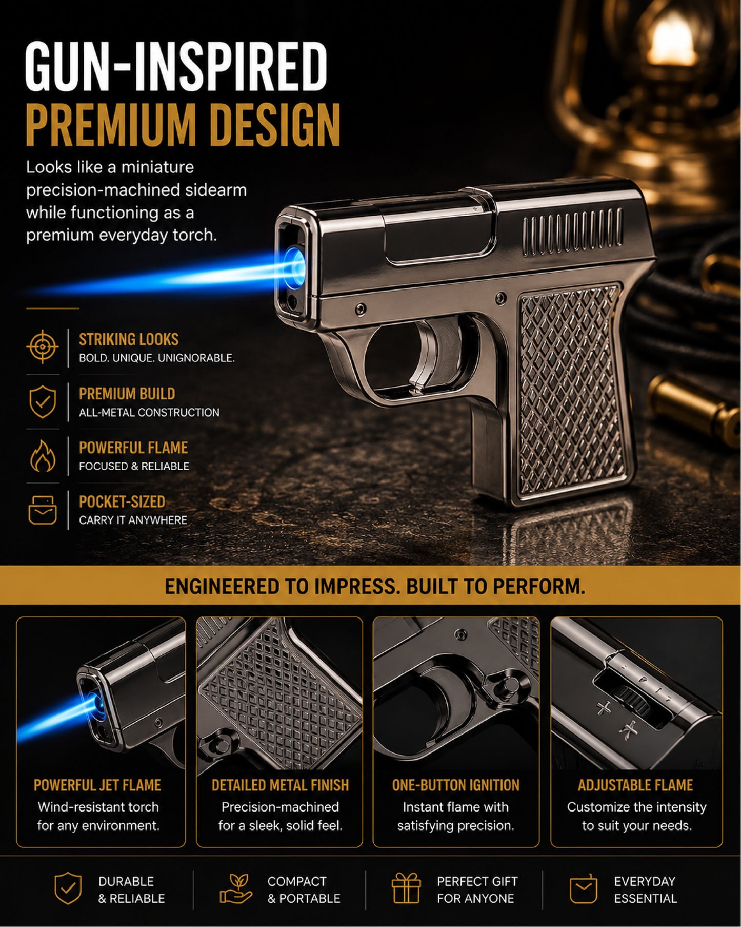 ComfortCornerUs™ GearStrike Utility Storage Torch Lighter