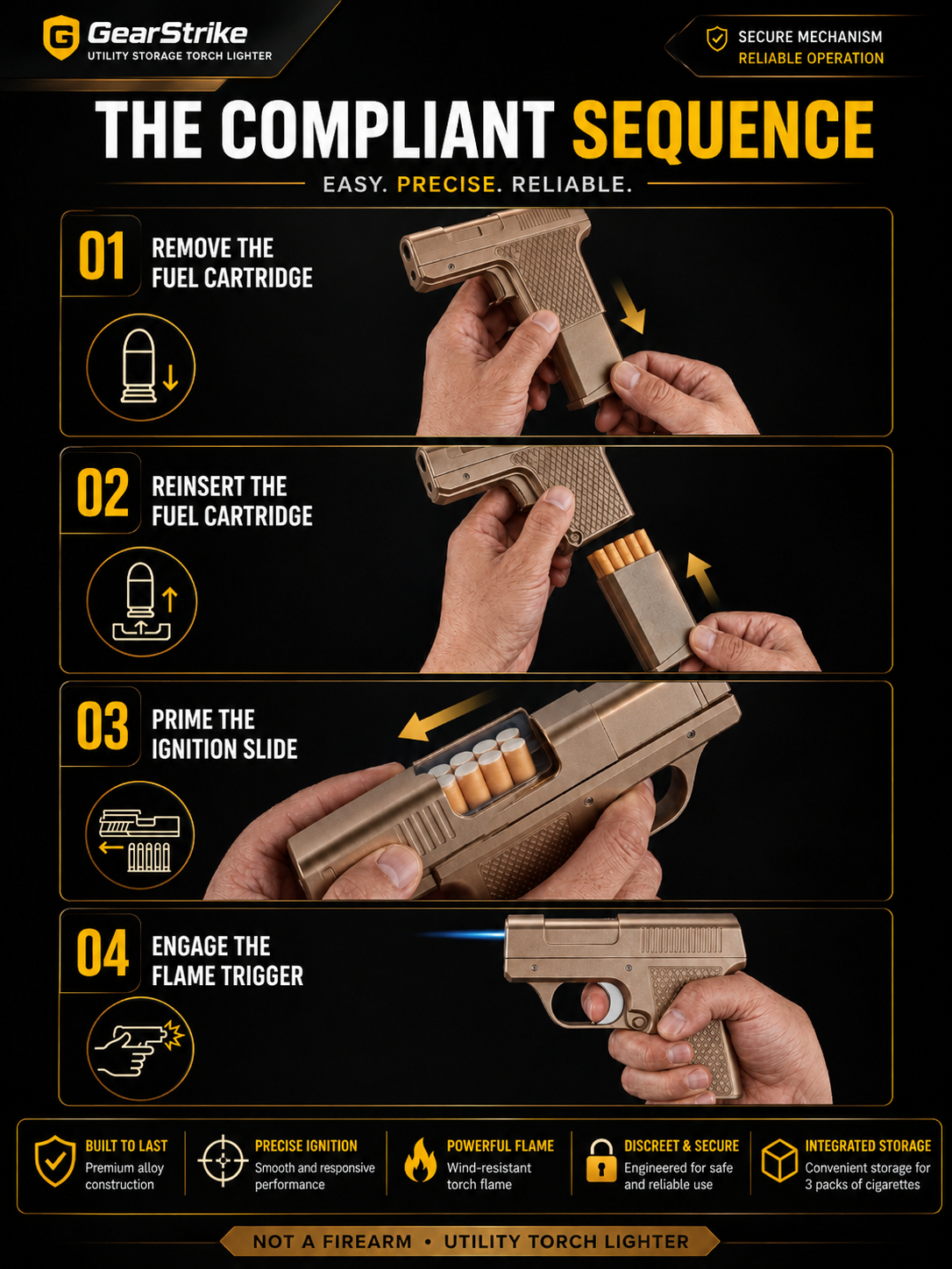 ComfortCornerUs™ GearStrike Utility Storage Torch Lighter