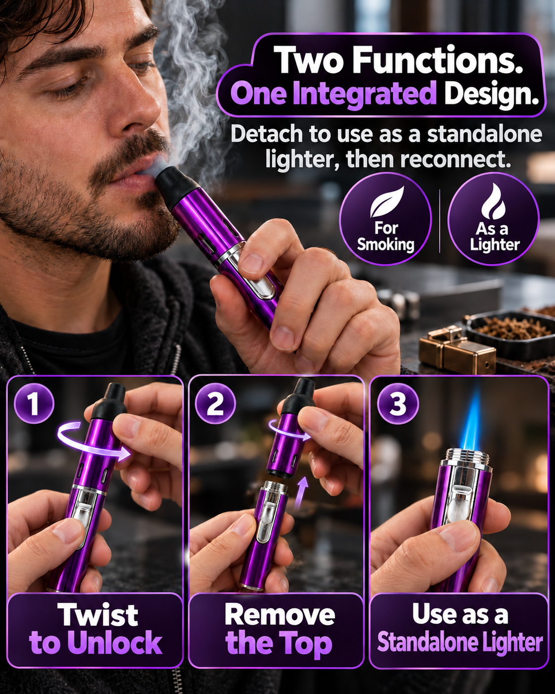 ComfortCornerUs™ HandyFlame 2-in-1 Alloy Lighter Tool