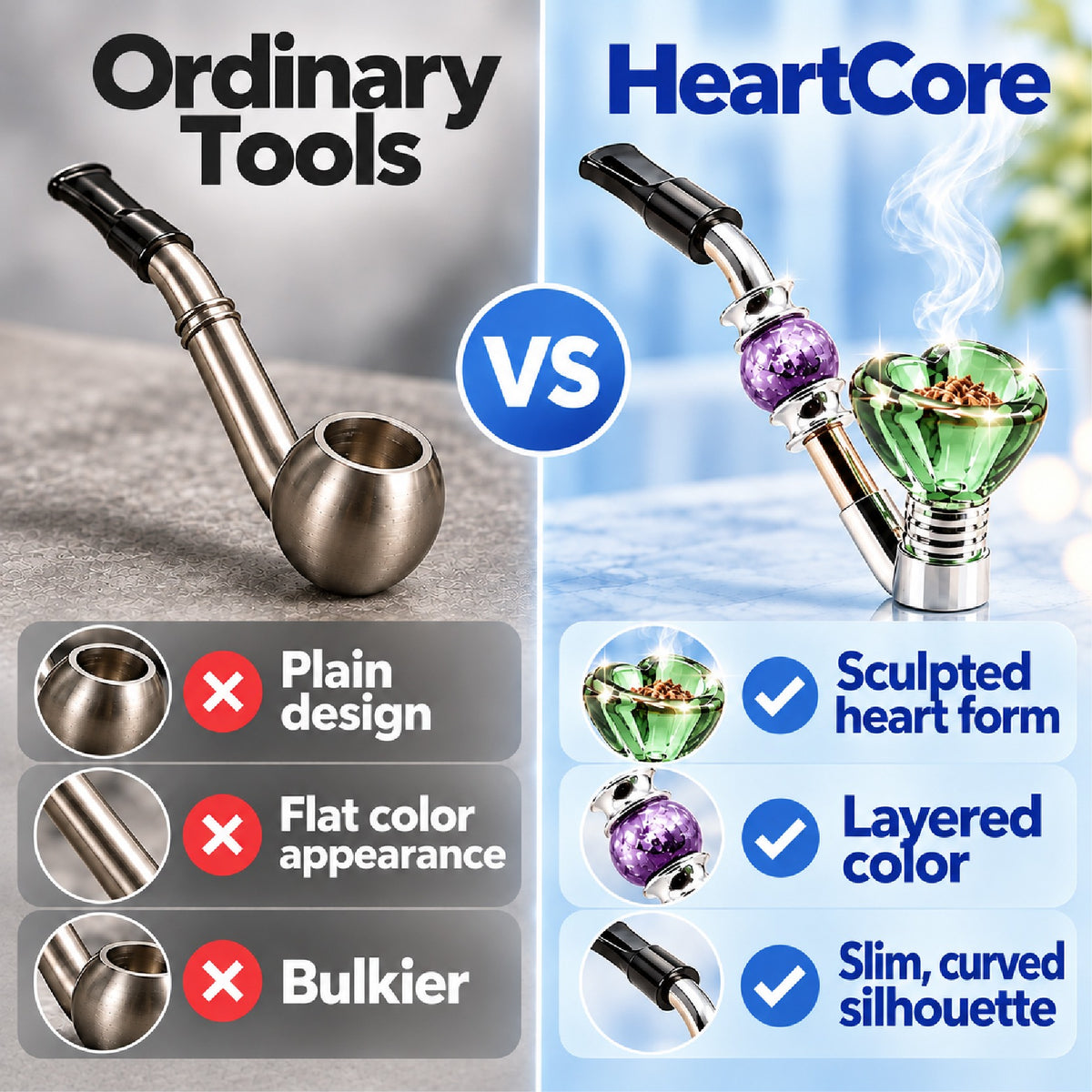 ComfortCornerUs™ HeartCore Sculpted Glass Alloy Pocket Tool