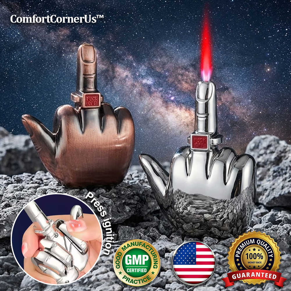 ComfortCornerUs™ LaughFlip Middle Finger Jet Flame Lighter