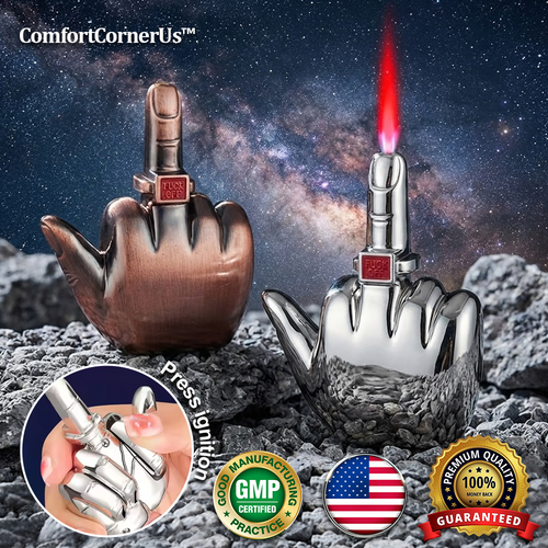 ComfortCornerUs™ LaughFlip Middle Finger Jet Flame Lighter