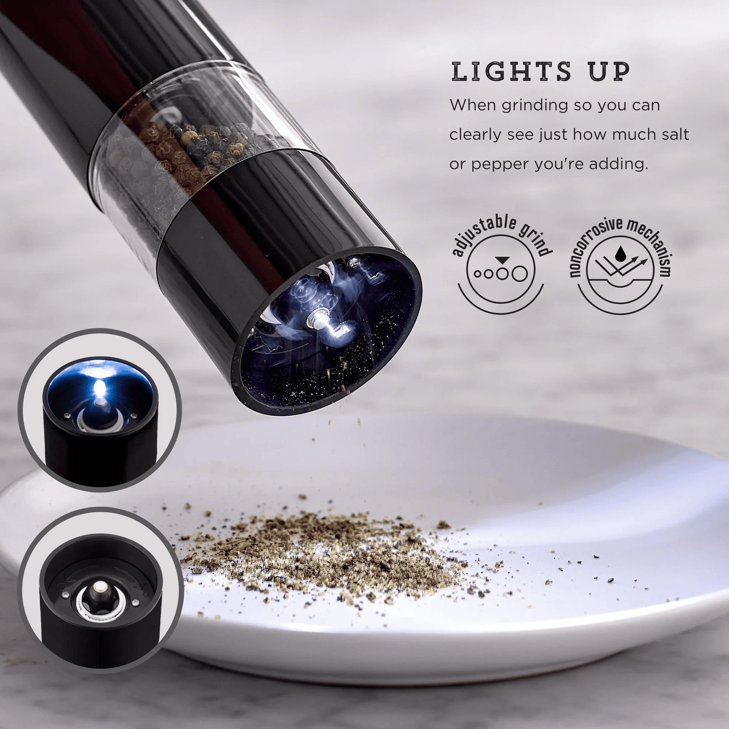 ComfortCornerUs™ One-Touch Seasoning Grinder Set