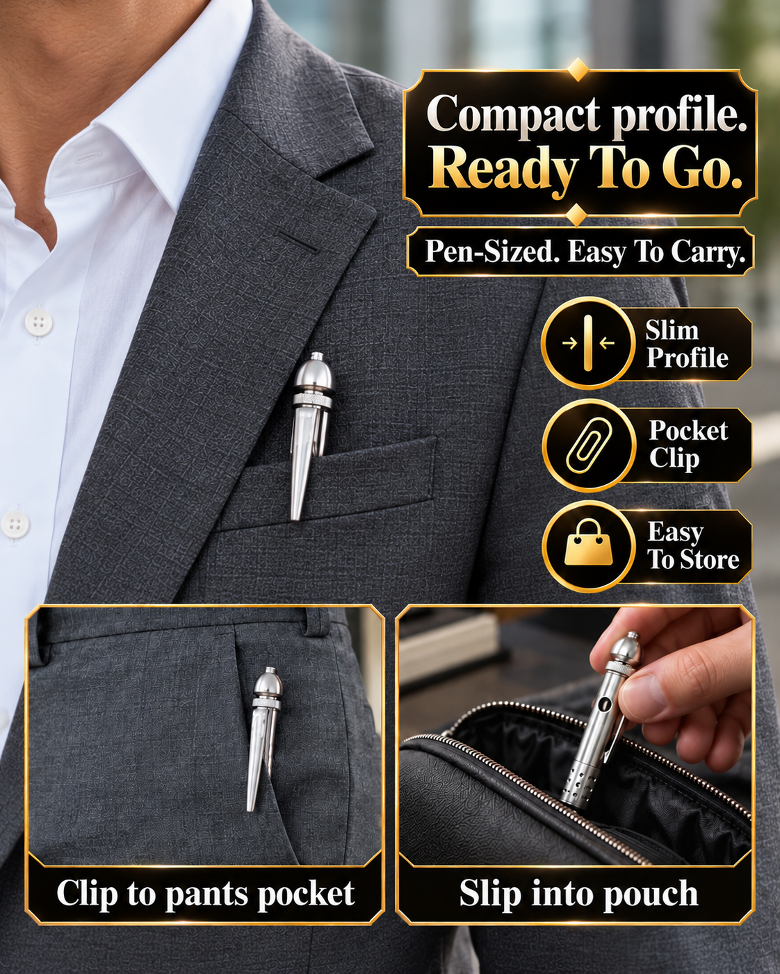 ComfortCornerUs™ PenGO Multi-Use Slim Alloy Pocket Tool