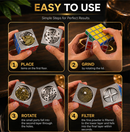 ComfortCornerUs™ PuzzleCube 4-Layer Alloy Grinder