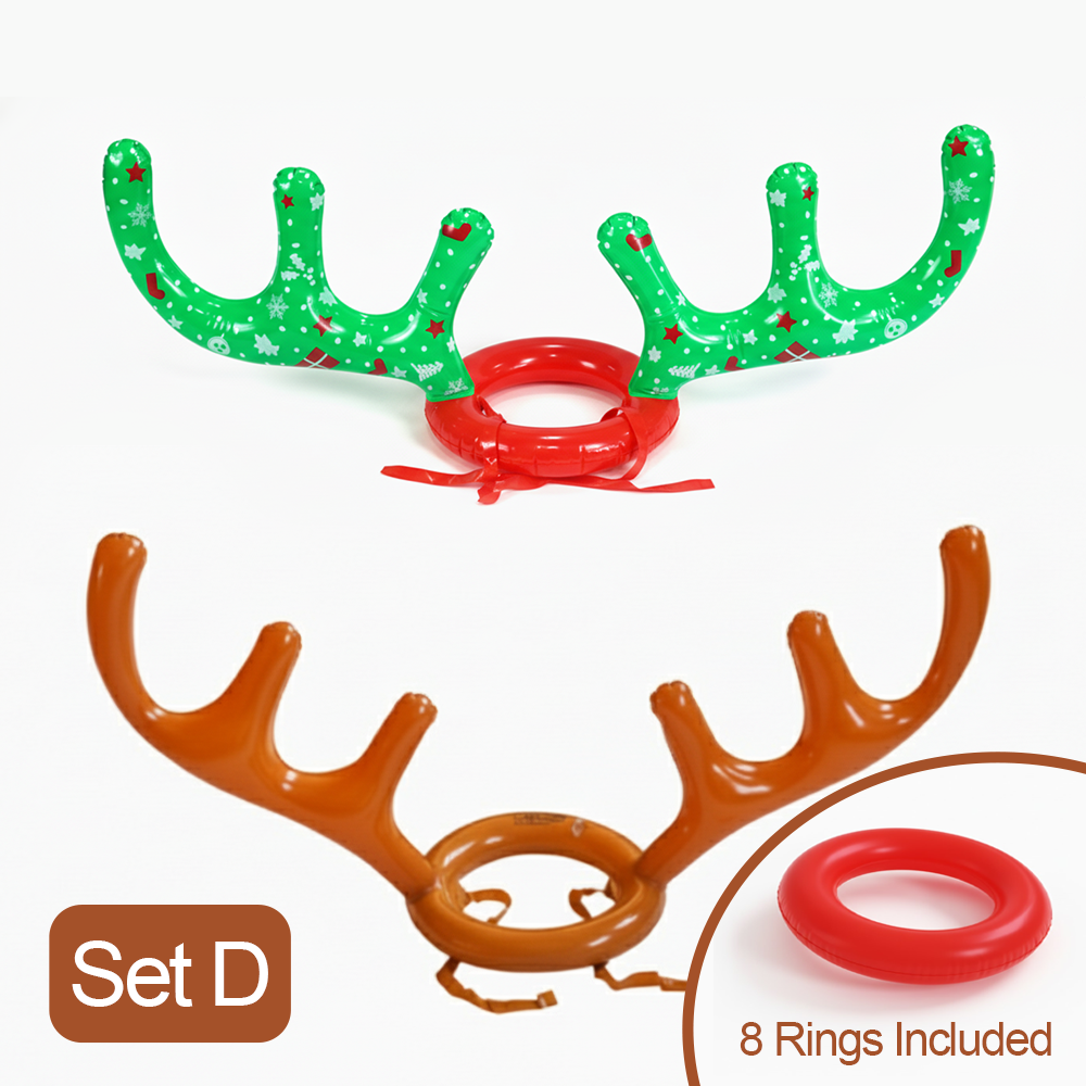 SET D(Christmas Reindeer Antler Hats + Reindeer Antler Hats + 8 Rings)