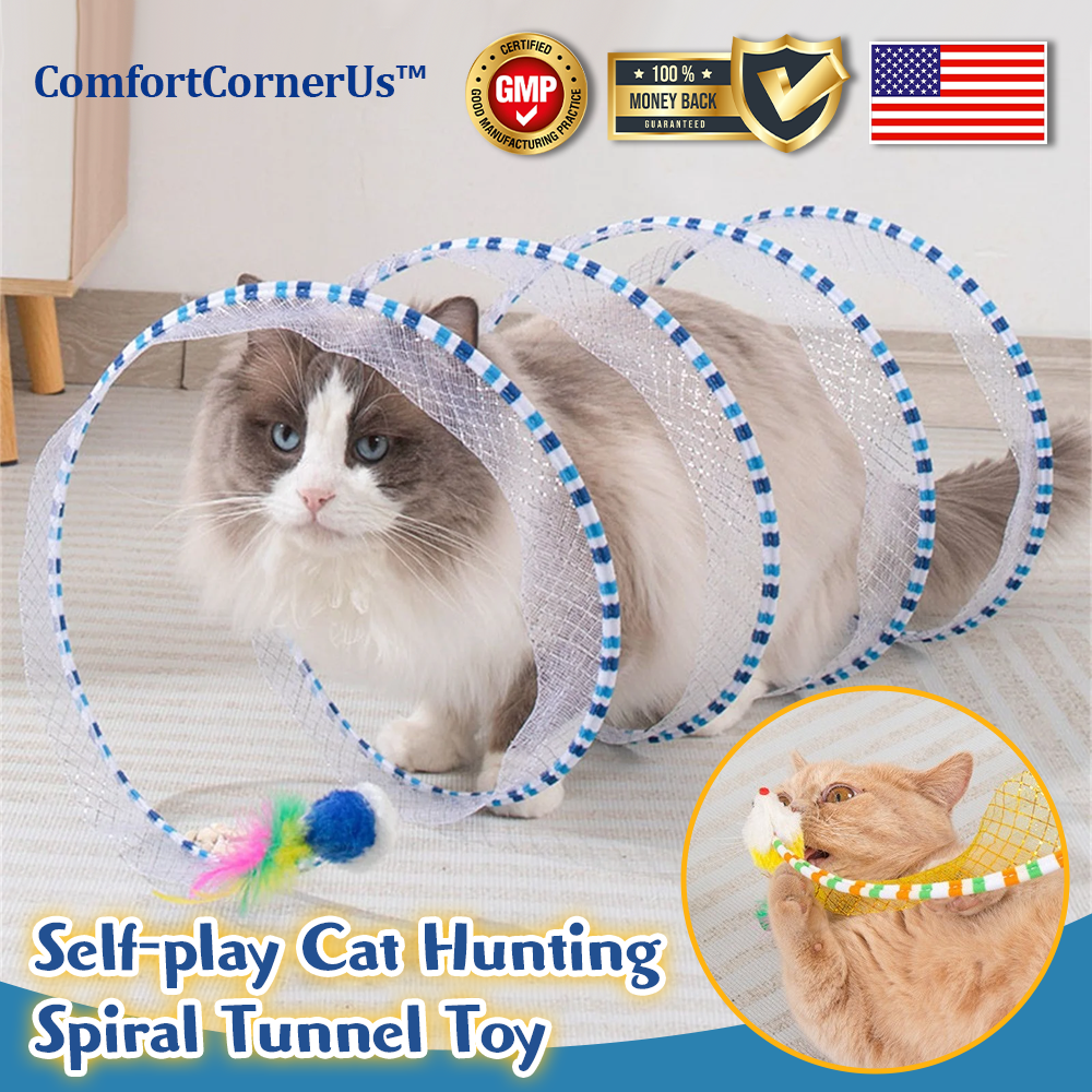 ComfortCornerUs™ Self-play Cat Hunting Spiral Tunnel Toy