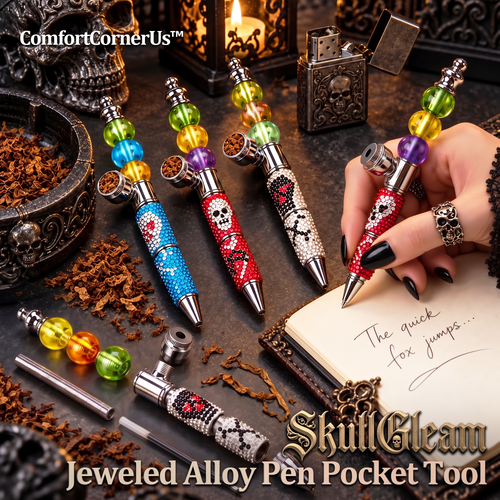 ComfortCornerUs™ SkullGleam Jeweled Alloy Pen Pocket Tool