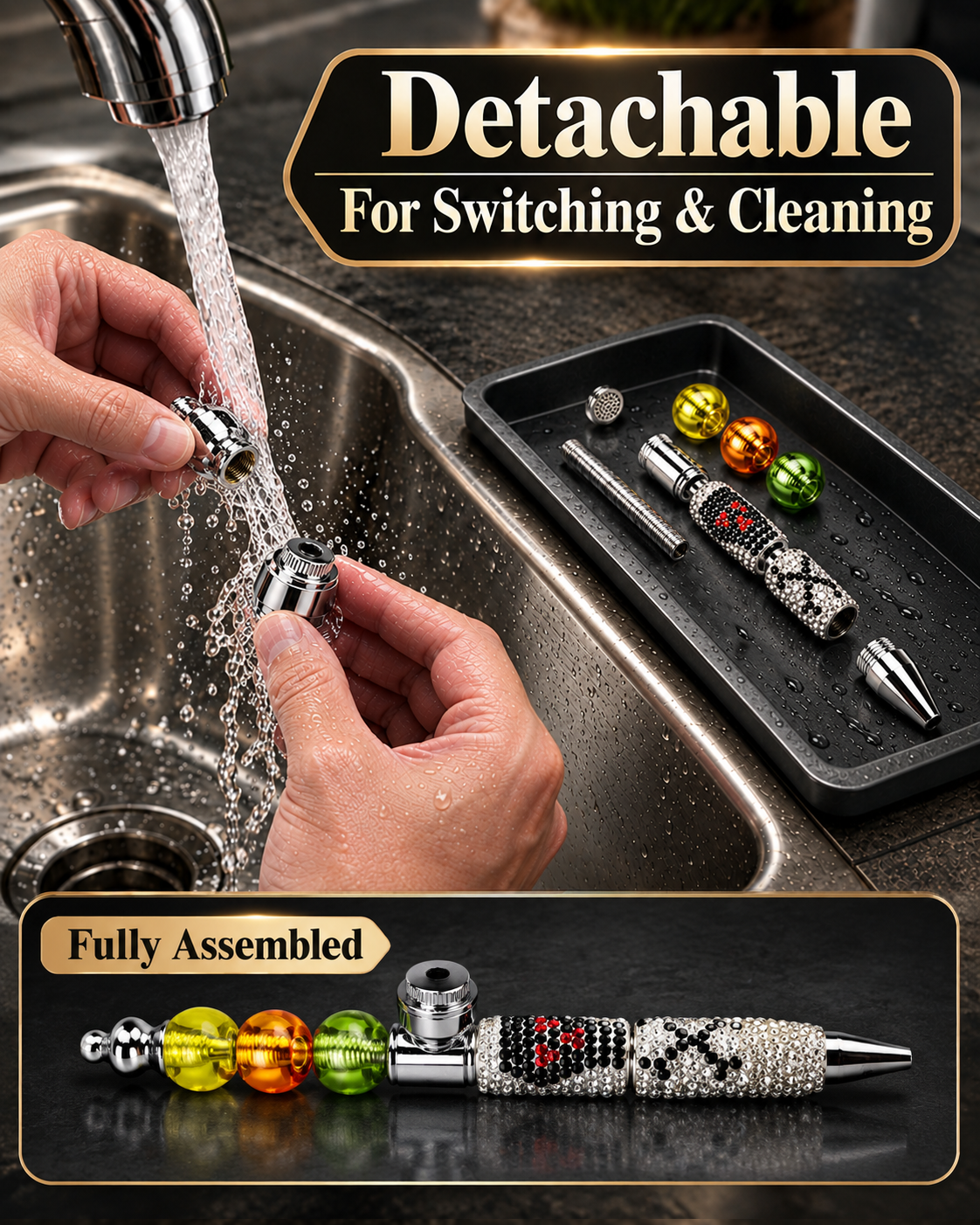ComfortCornerUs™ SkullGleam Jeweled Alloy Pen Pocket Tool