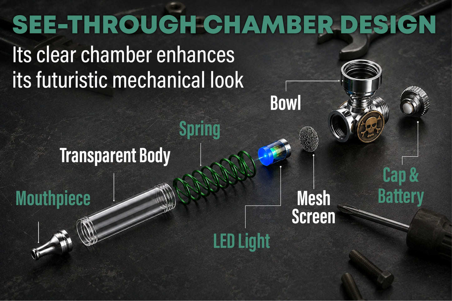 ComfortCornerUs™ SkullGlow Vivid Illumination Alloy Tool