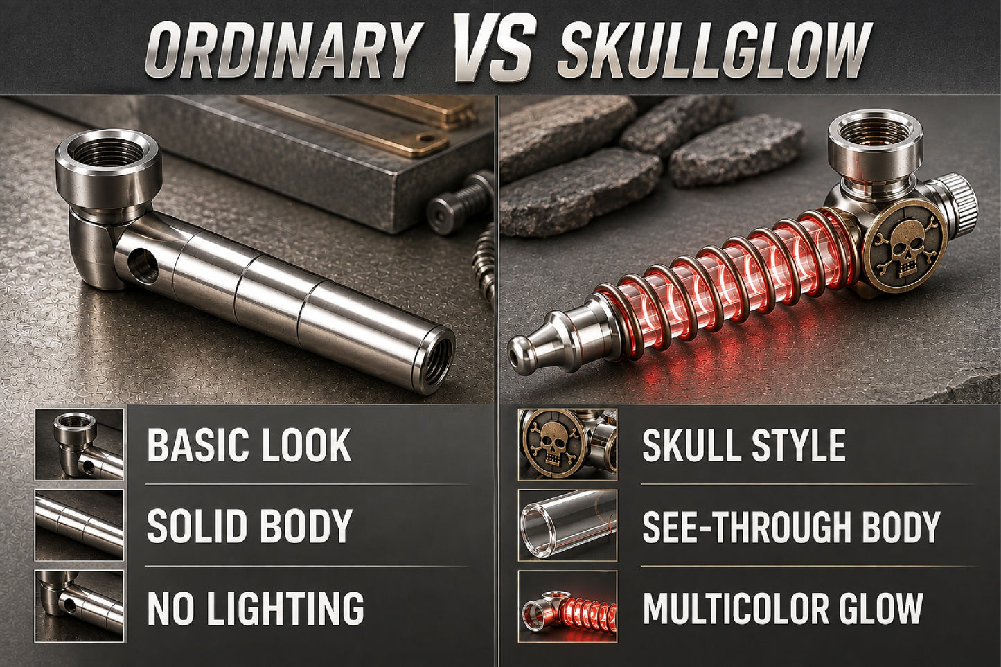 ComfortCornerUs™ SkullGlow Vivid Illumination Alloy Tool