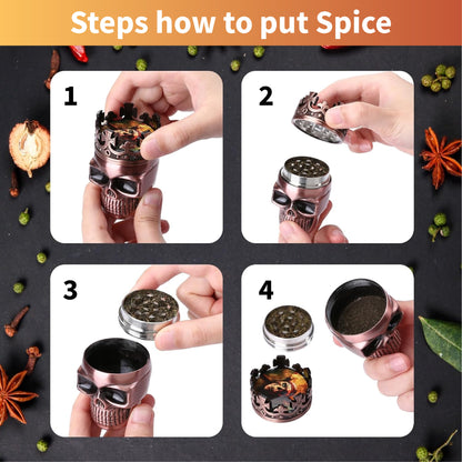 ComfortCornerUs™ SkullVault Spice Grinding Container