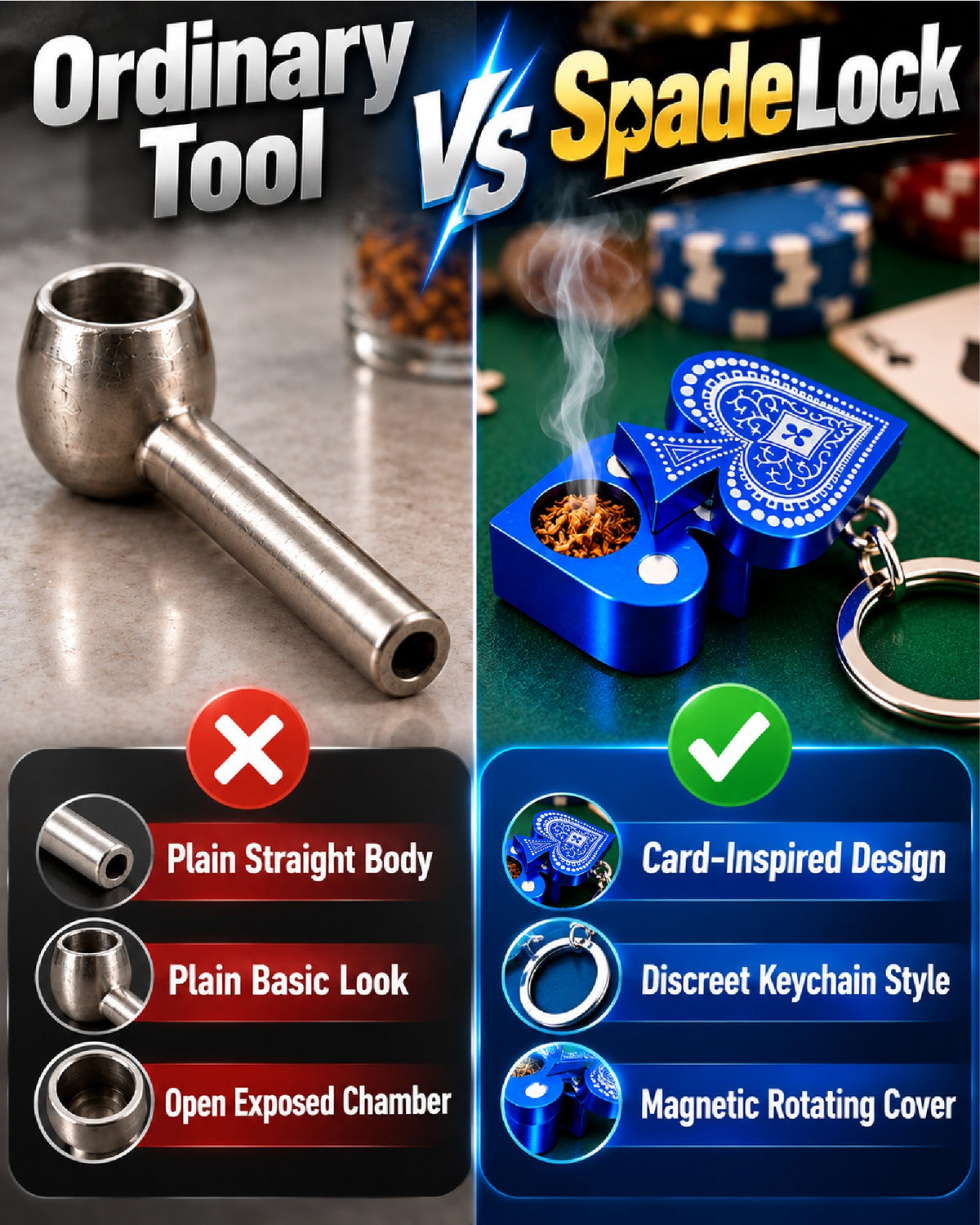 ComfortCornerUs™ SpadeLock Magnetic Alloy Keychain Tool