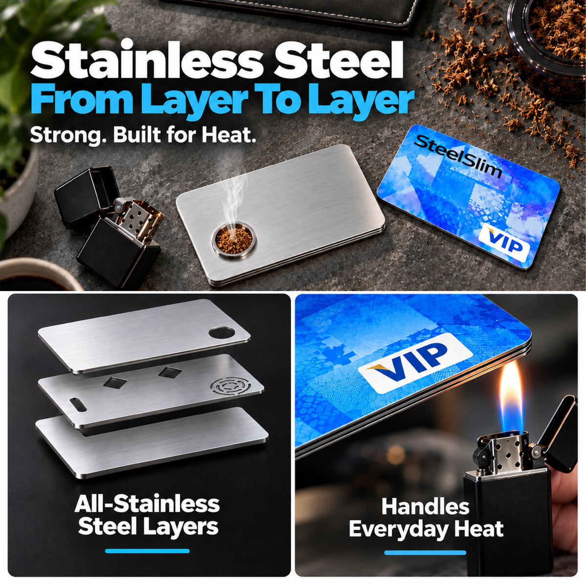ComfortCornerUs™ SteelSlim Magnetic Credit Card Pocket Tool