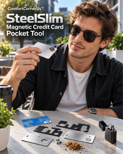 ComfortCornerUs™ SteelSlim Magnetic Credit Card Pocket Tool