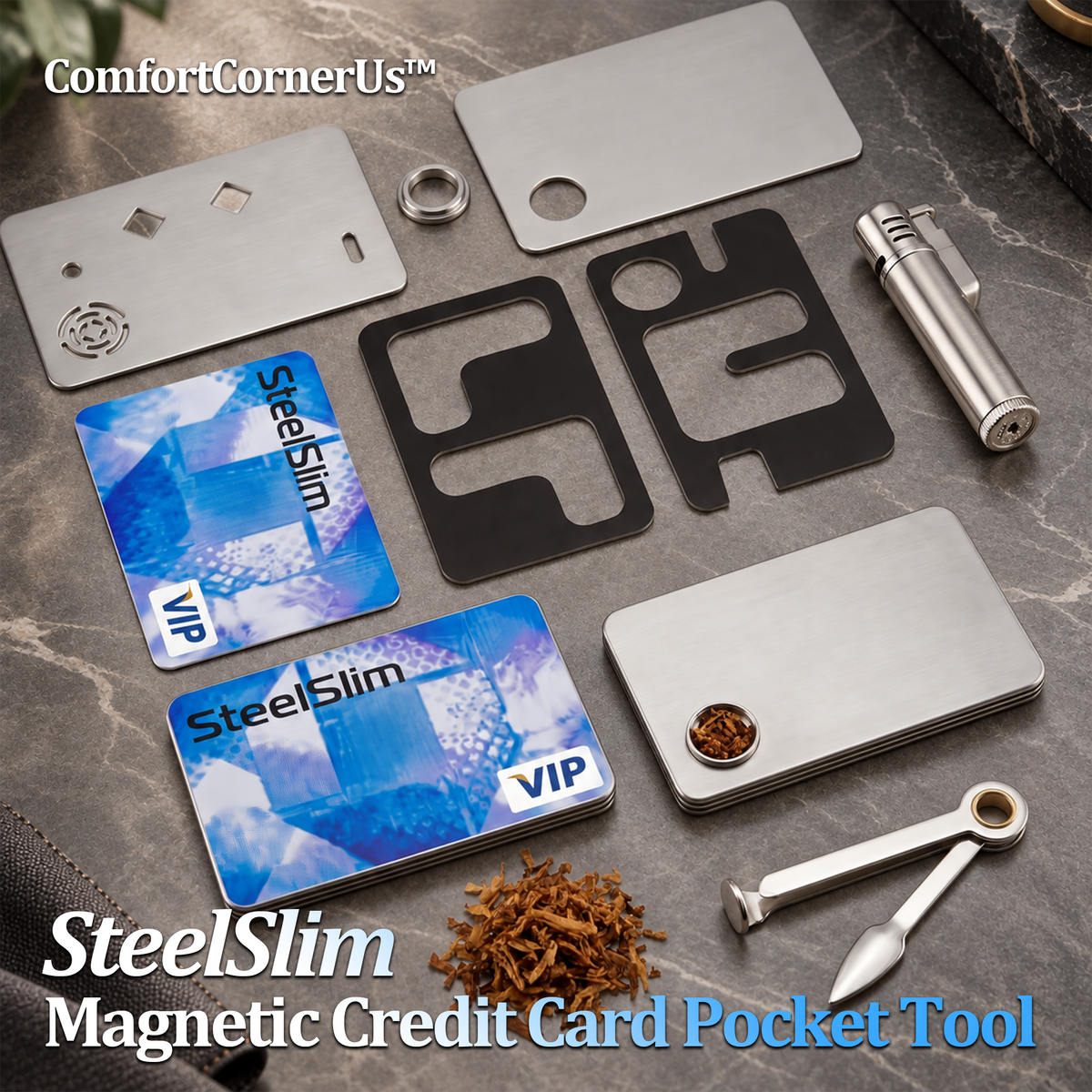 ComfortCornerUs™ SteelSlim Magnetic Credit Card Pocket Tool