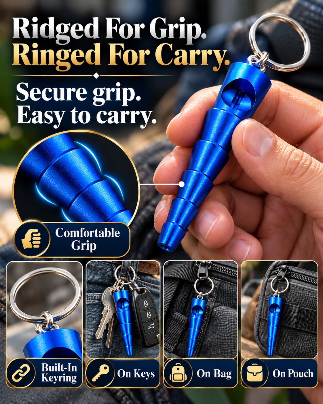 ComfortCornerUs™ TaperRidge Mini Alloy Keyring Tool