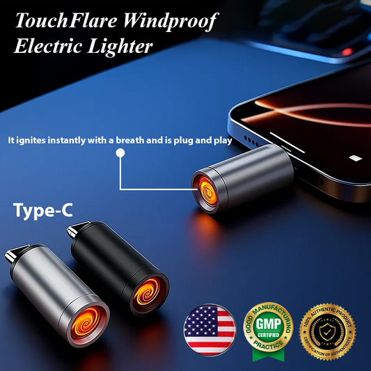 👍 ComfortCornerUs™ TouchFlare Windproof Electric Lighter For Type-C