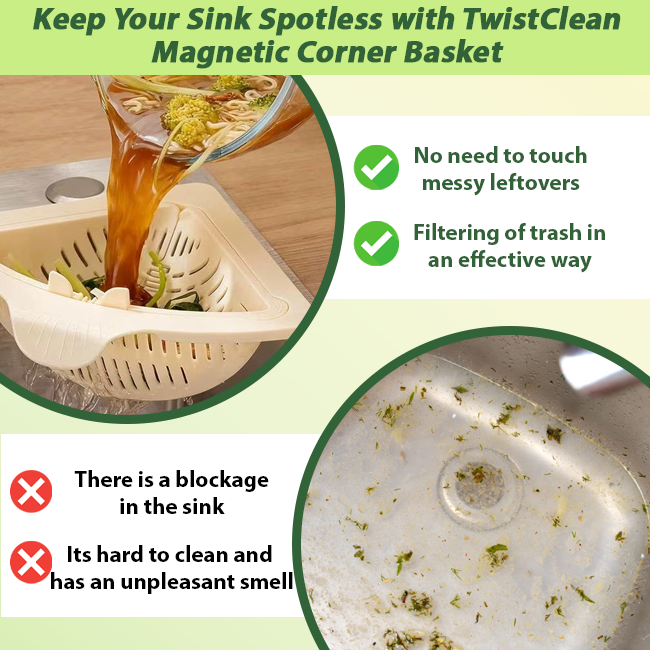 ComfortCornerUs™ TwistClean Magnetic Corner Drain Basket