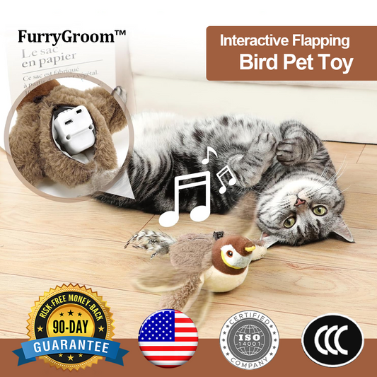 2025🐈  FurryGroom™ Interactive Flapping Bird Pet Toy