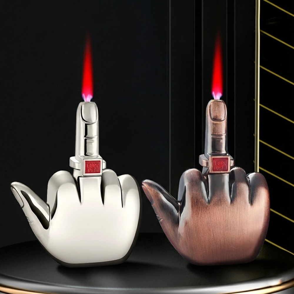 ComfortCornerUs™ LaughFlip Middle Finger Jet Flame Lighter