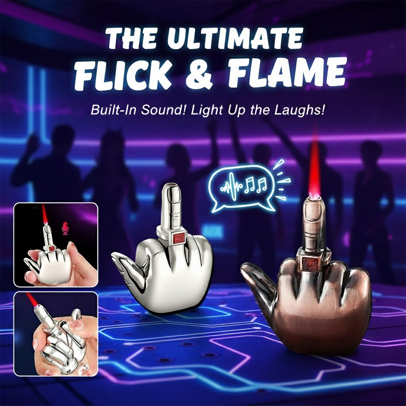ComfortCornerUs™ LaughFlip Middle Finger Jet Flame Lighter