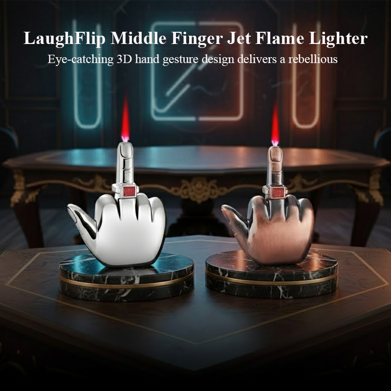ComfortCornerUs™ LaughFlip Middle Finger Jet Flame Lighter