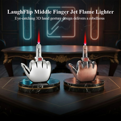 ComfortCornerUs™ LaughFlip Middle Finger Jet Flame Lighter