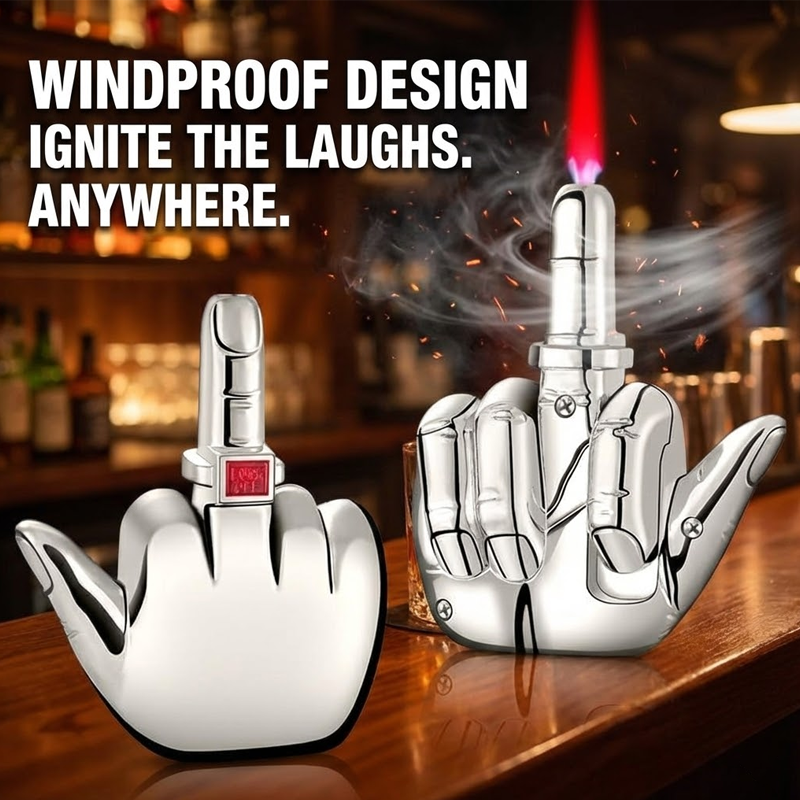 ComfortCornerUs™ LaughFlip Middle Finger Jet Flame Lighter