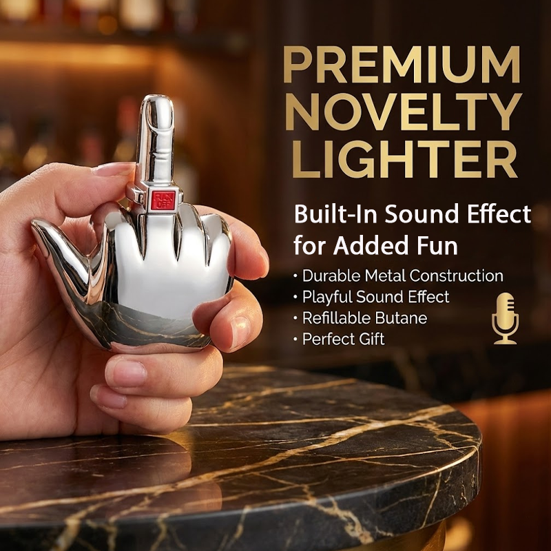 ComfortCornerUs™ LaughFlip Middle Finger Jet Flame Lighter